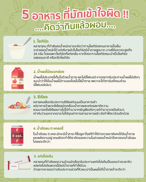 5 อาหารที่คนมักเข้าใจผิด คิดว่าผอม